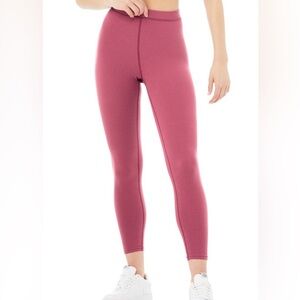Alo Ribbed High-Waist 7/8 Blissful Legging- Raspberry Sorbet